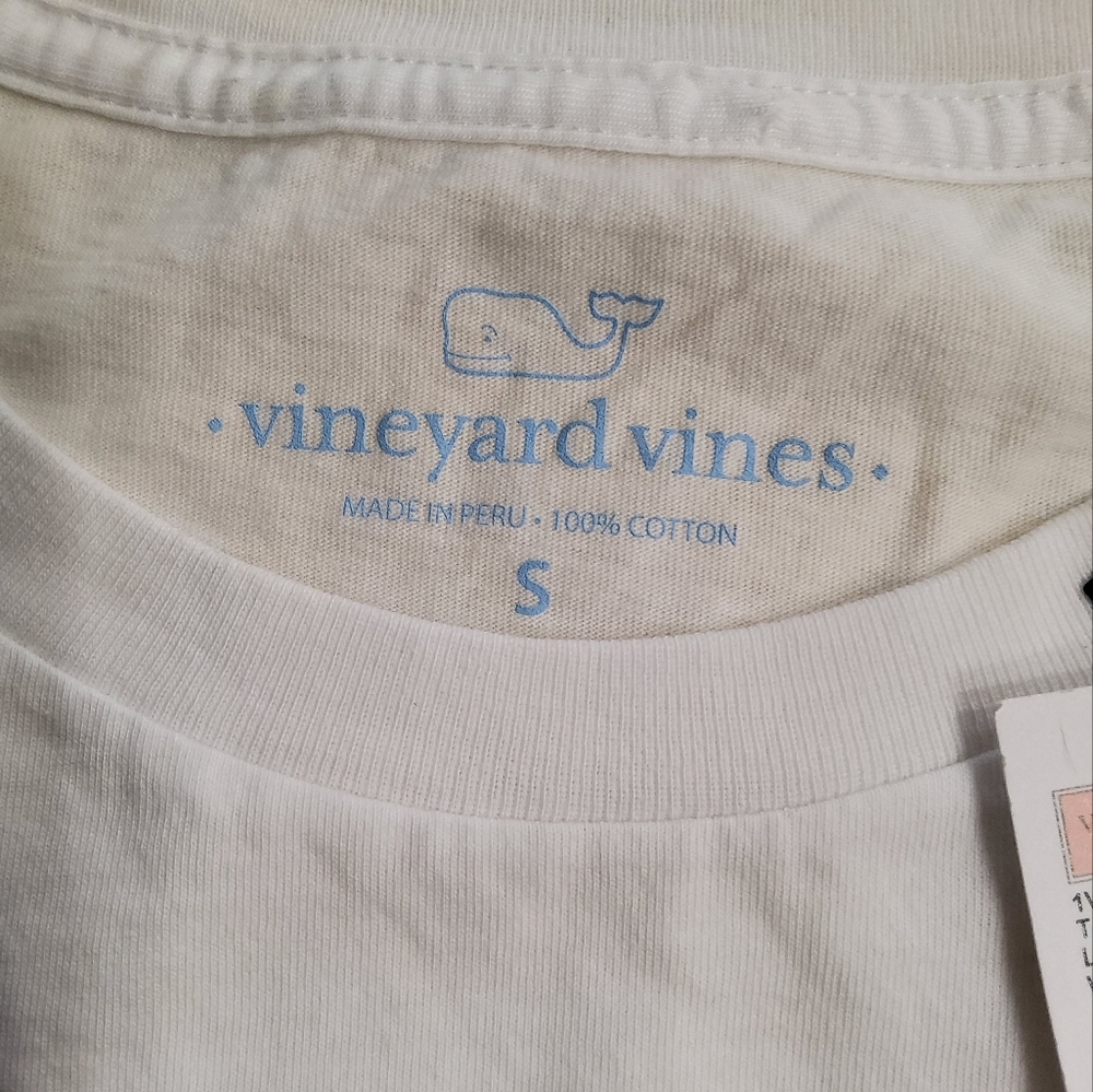 Vineyard Vines White Long Sleeve Flag Whale Pocket Tee Size S - Picture 13 of 13